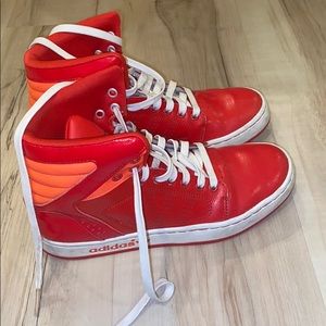 Adidas high top red sneakers